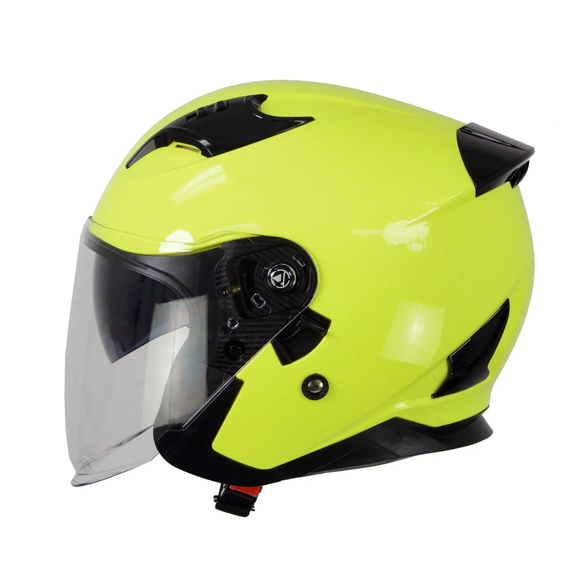 Milwaukee Helmets MPH9823DOT 'Shift' Open Face 3/4 Neon Yellow Helmet for Men and Women Biker with Drop Down Tinted Visor