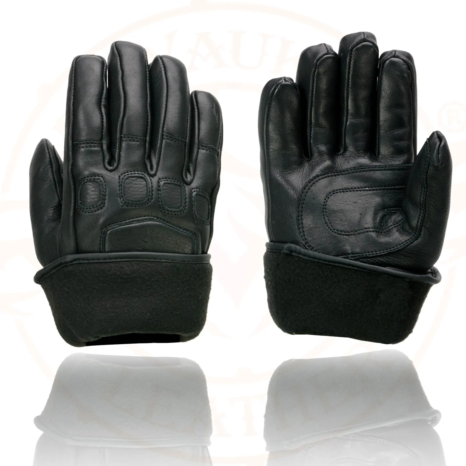 Milwaukee Leather MG7534 Men's Black Deerskin Gauntlet Motorcycle Hand Gloves W/ Wrist Strap & Sinch Closure