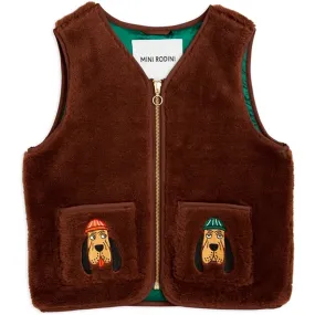 Mini Rodini Bloodhound Faux Fur Vest Brown