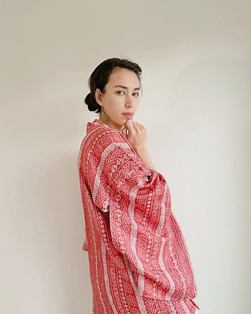 Modern Stripe Shibori Haori Jacket