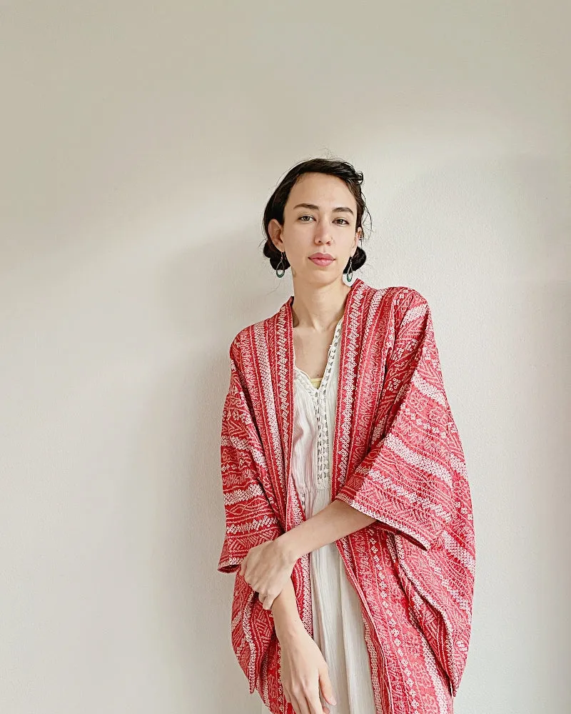 Modern Stripe Shibori Haori Jacket