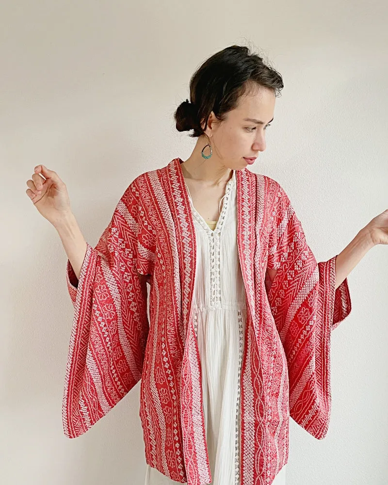 Modern Stripe Shibori Haori Jacket