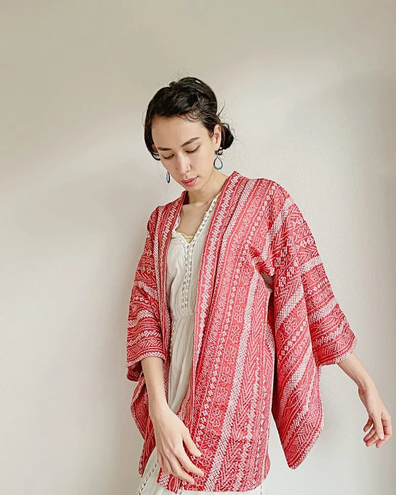 Modern Stripe Shibori Haori Jacket