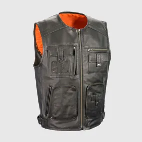 Motorcycle Biker Zipper Front Super Utility Multi Pocket Vest