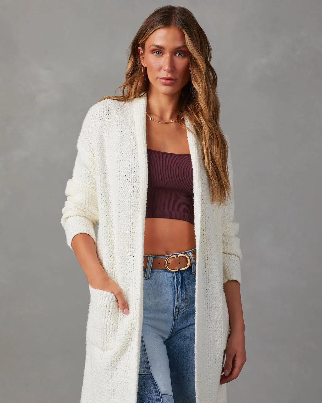 Nemah Fringe Hem Long Cardigan