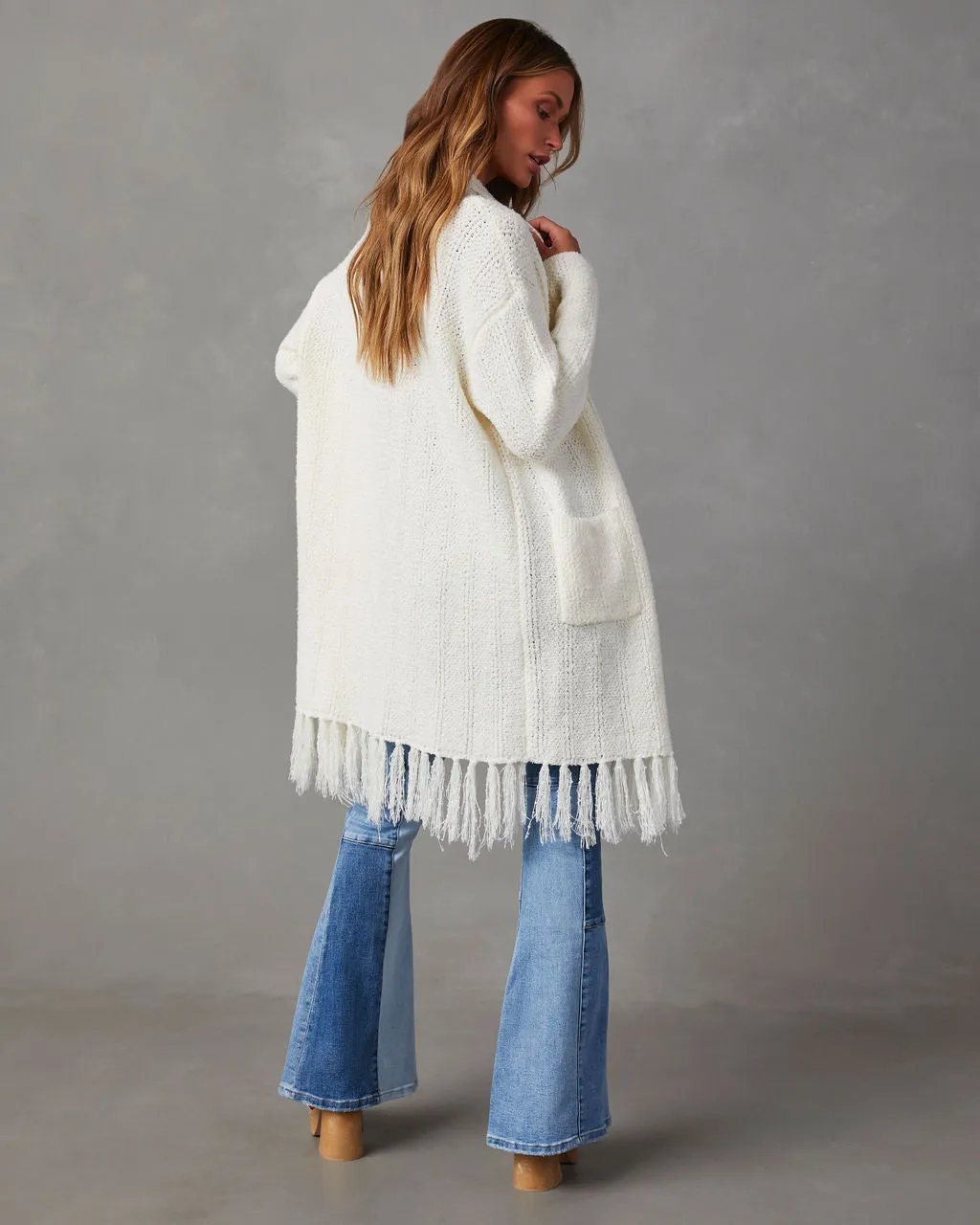 Nemah Fringe Hem Long Cardigan