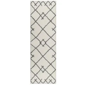 New - 2'X7' Kenya Fleece Geometric Design Tufted Accent Rug Cream - Project 62