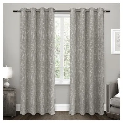 New - Set of 2 (84"x54") Forest Hill Woven Room Darkening Grommet Top Window Curtain Panel Gray - Exclusive Home