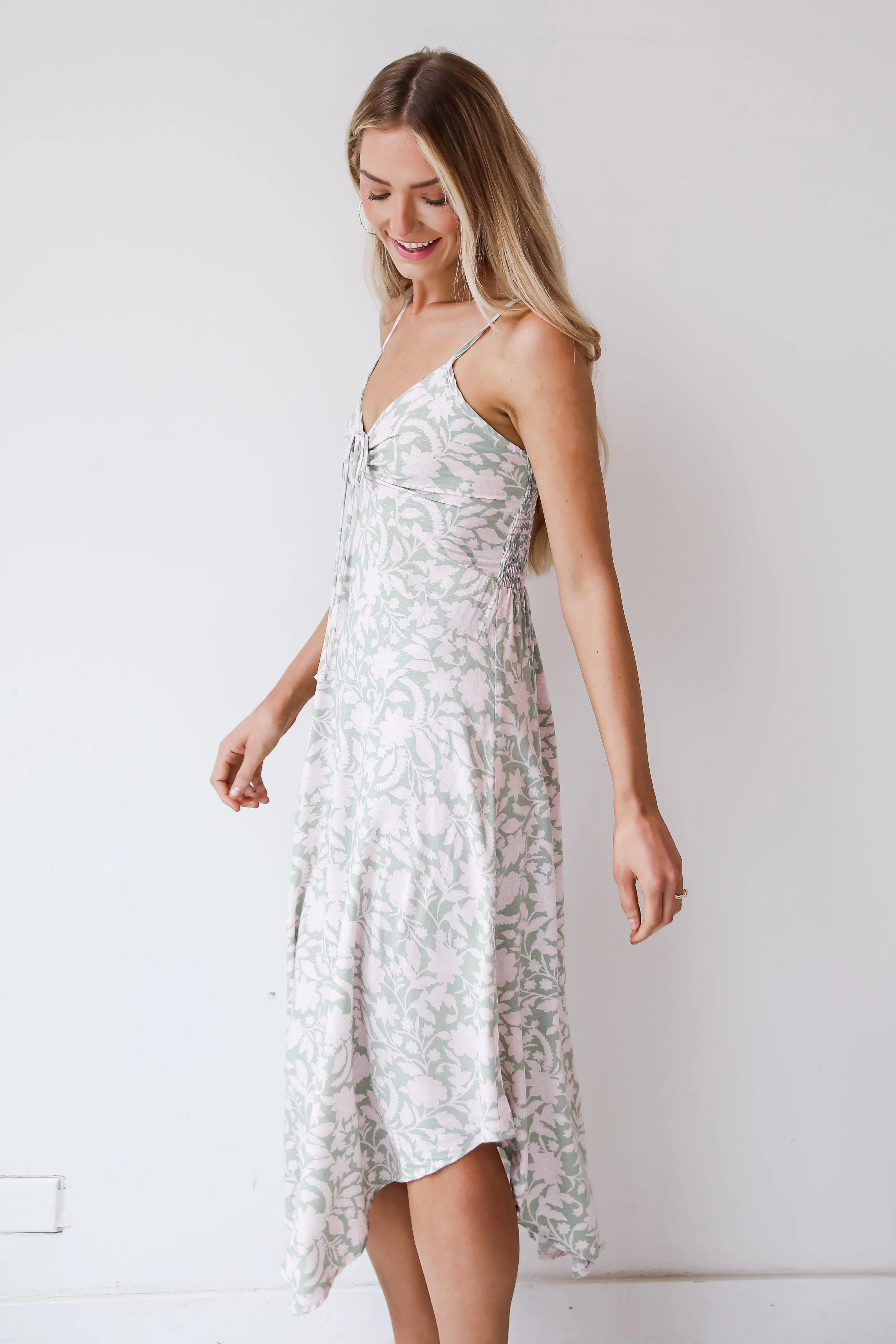 No One Prettier Sage Floral Midi Dress