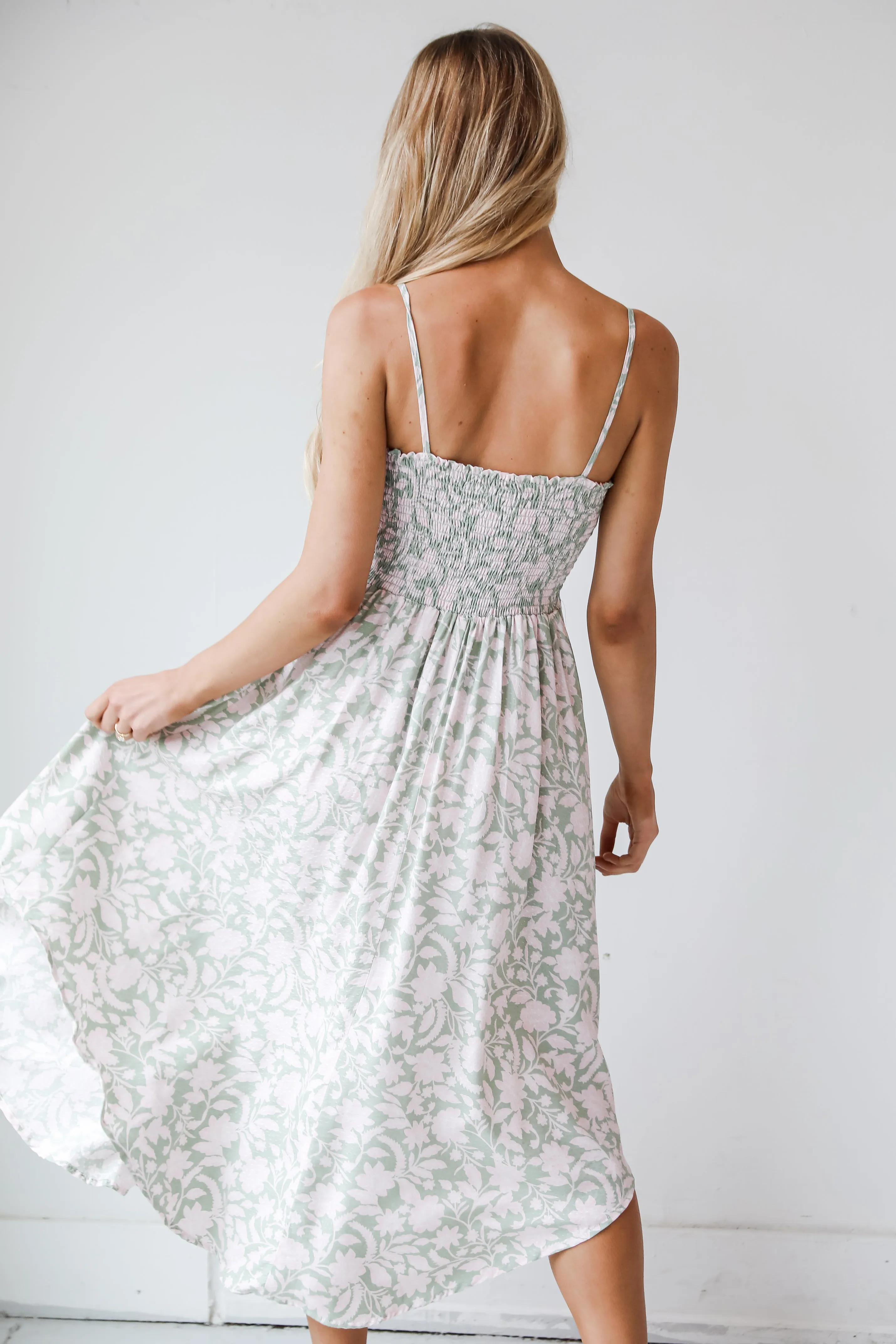 No One Prettier Sage Floral Midi Dress