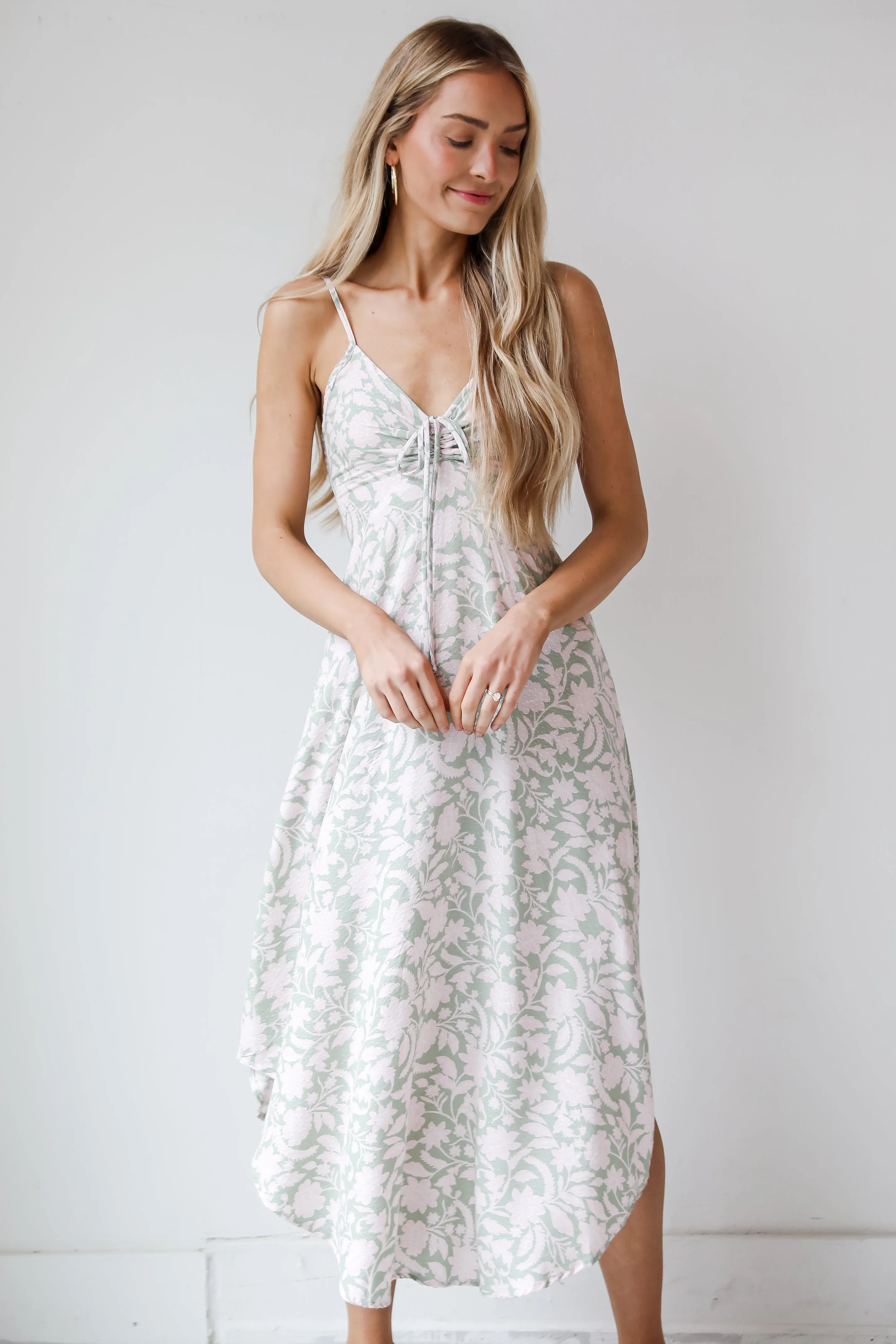 No One Prettier Sage Floral Midi Dress