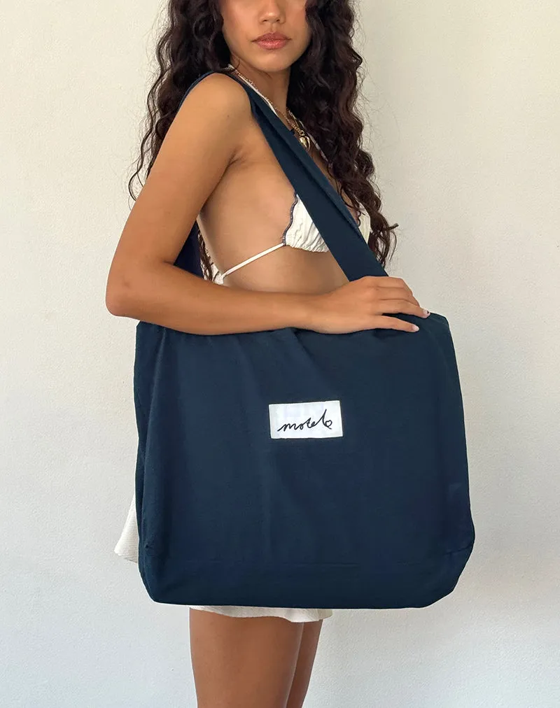 Nola Totebag in Navy with Motel Love Embroidery