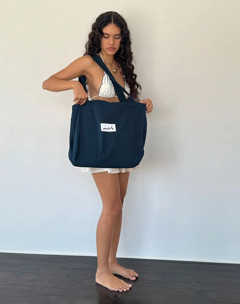 Nola Totebag in Navy with Motel Love Embroidery