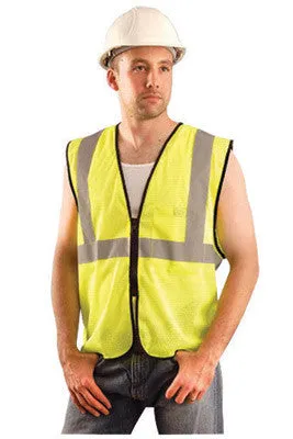 OccuNomix 4X - 5X Hi-Viz Yellow Value Polyester Mesh Standard Vest With Zipper Closure And 2" Silver Reflective Tape And 1 Pocket