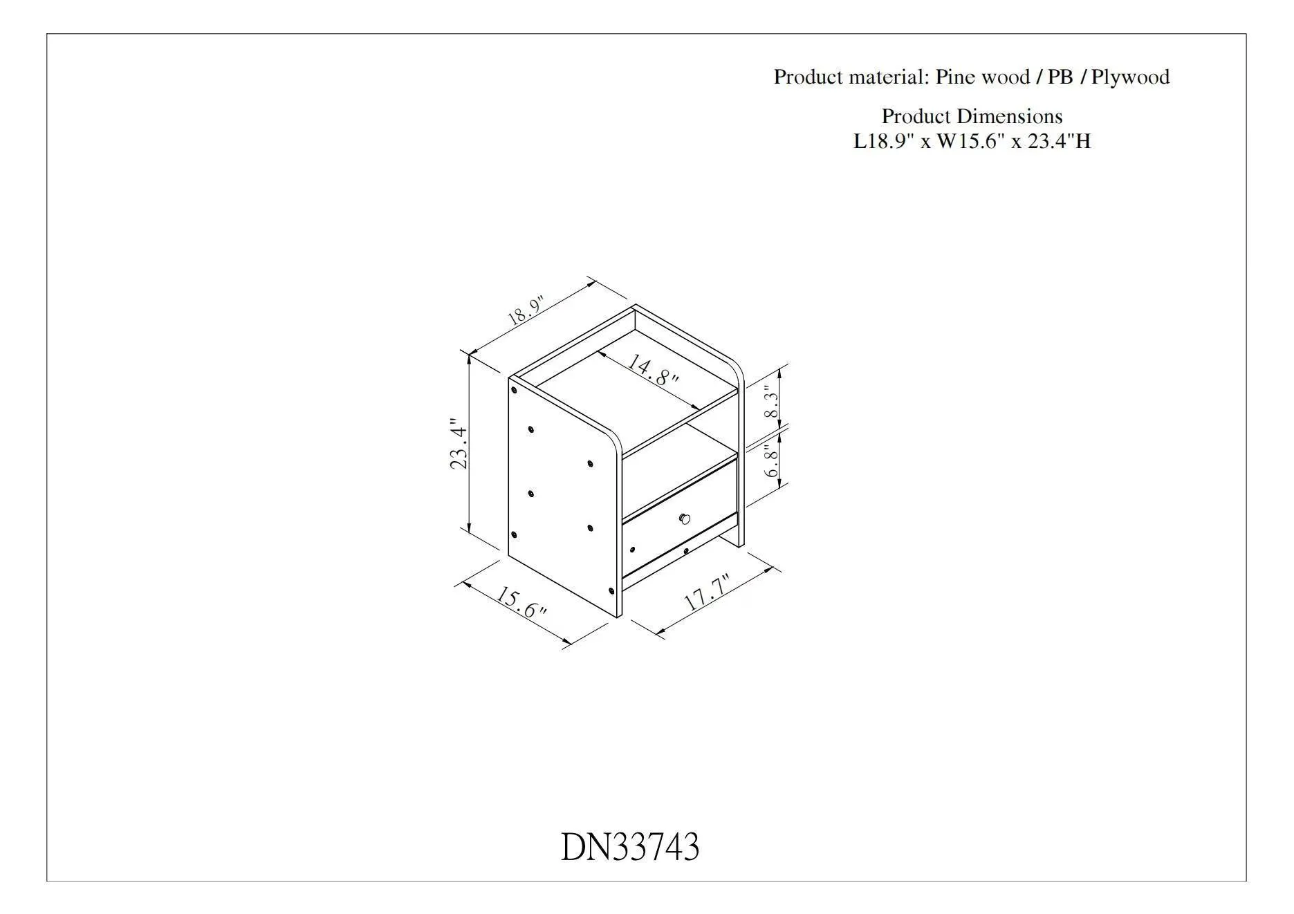 One Drawer Nightstand- White