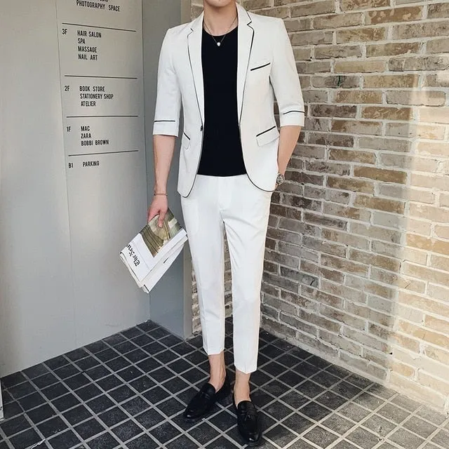 Outline and Contrast Color Business Blazer & Pants