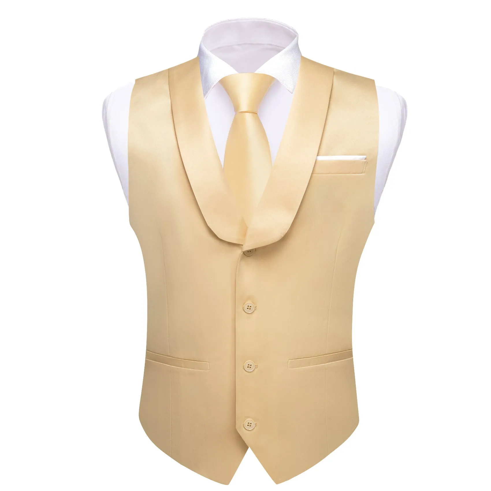 PaleGodenrod Solid Jacquard Men's Collar Vest