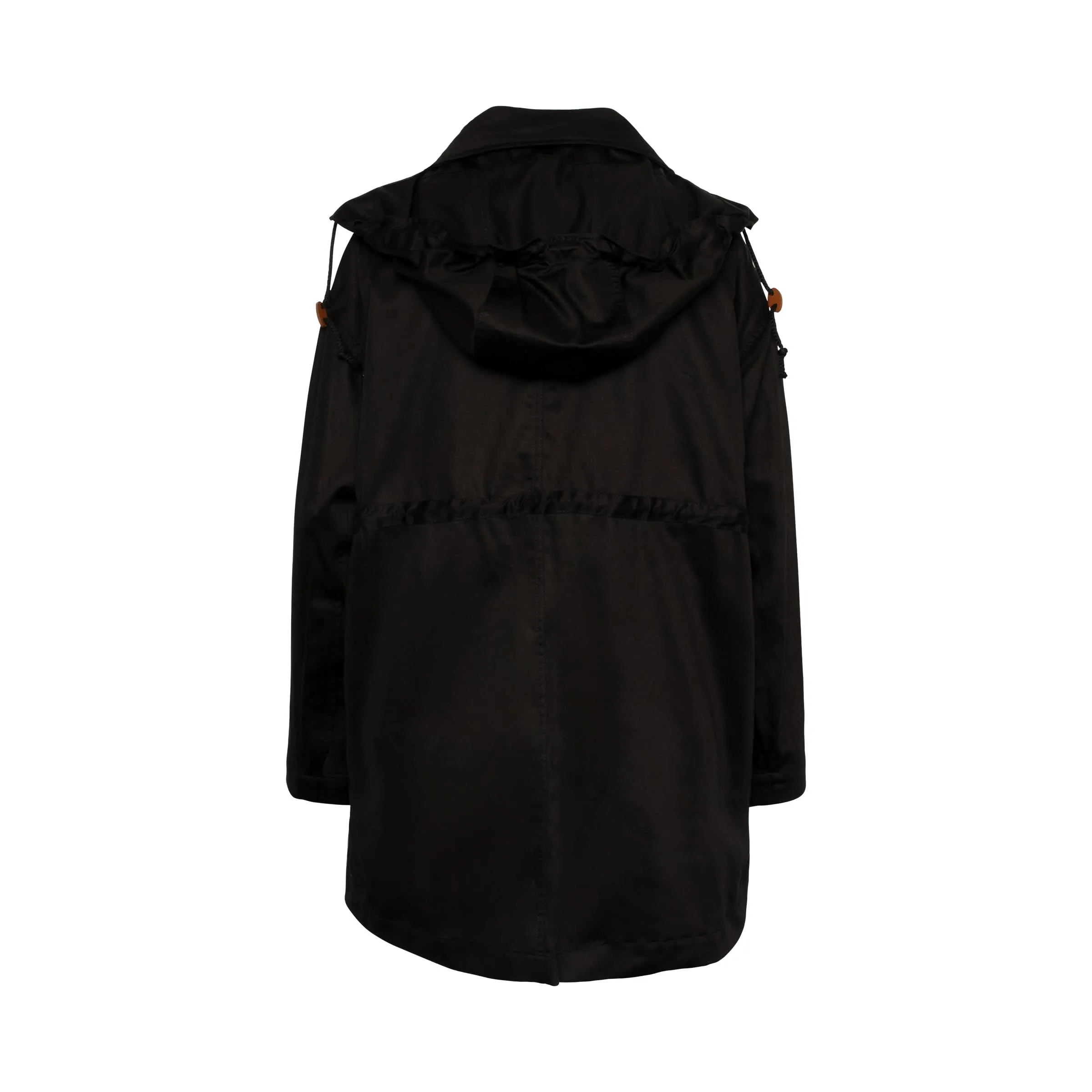 Patch Pocket Hooded Parka in Black