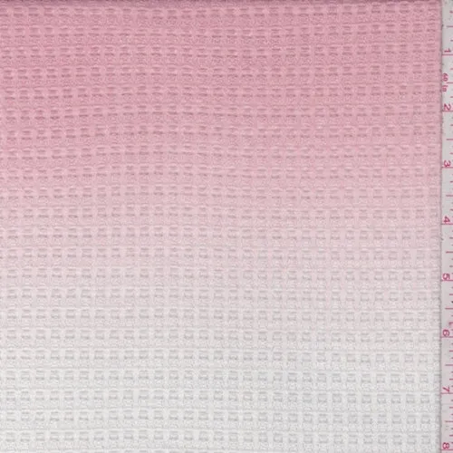 Pink/White Ombre Bubble Thermal Knit Fabric