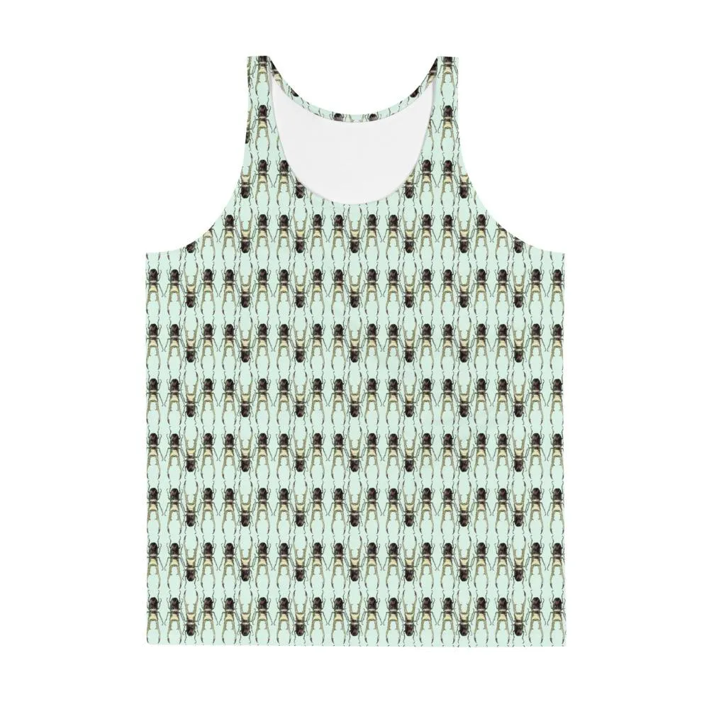 Polka Stag Beetles Blue Unisex Tank Top