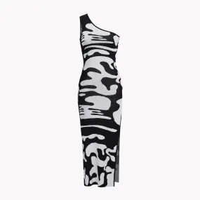 Pre Order:  Cow Print Dress One Shoulder Dress