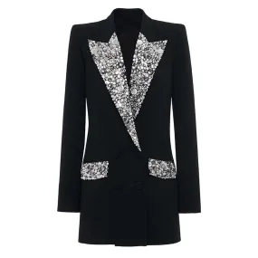 Pre Order:  Handmade Inlaid Diamond Slim Fit Long Blazer