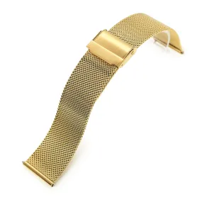 Quick Release Classic Superfine Mesh Watch Band, 18mm, 19mm, 20mm or 22mm, Full IP Gold