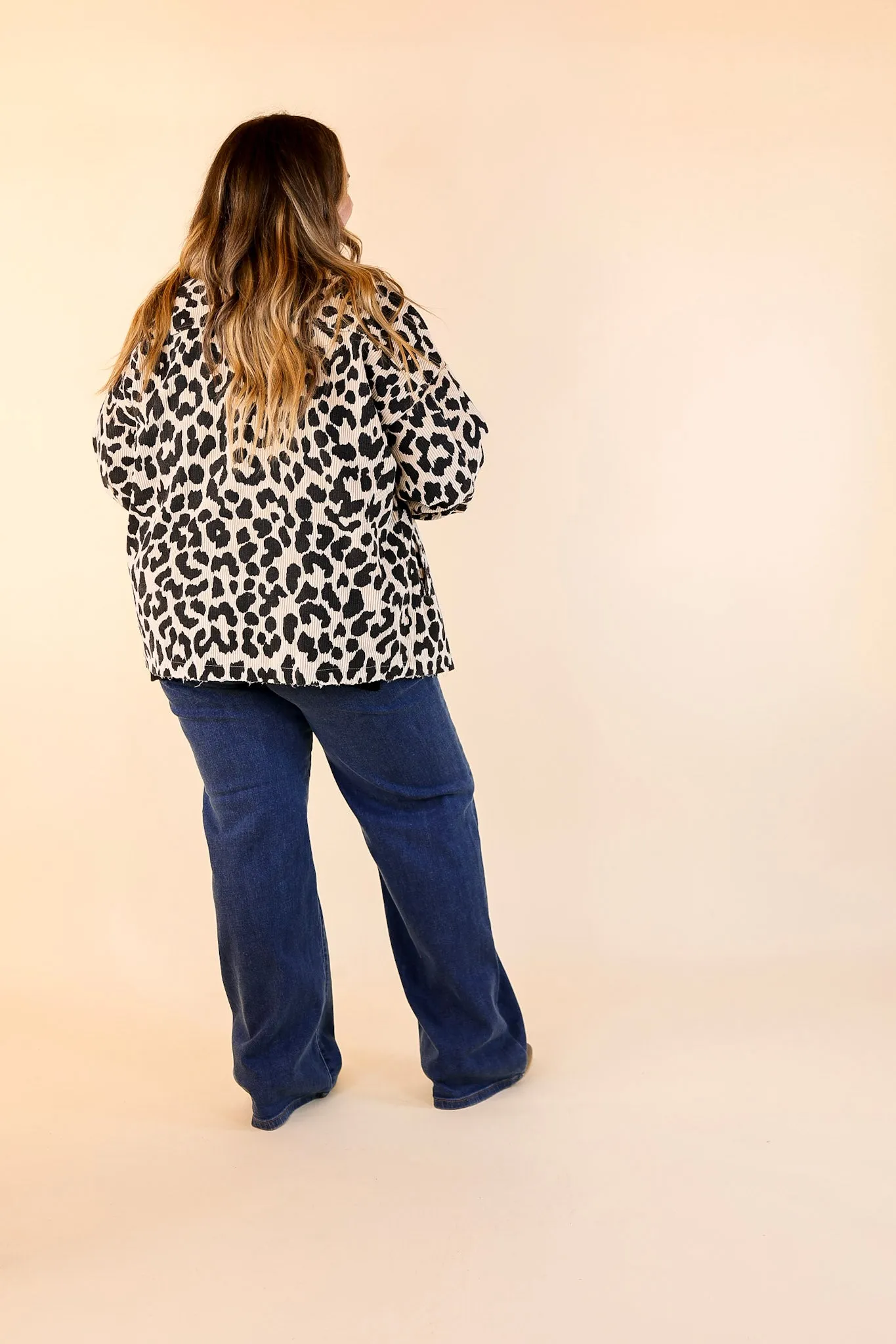 Quick To Cuddle Leopard Print Corduroy Jacket in Beige