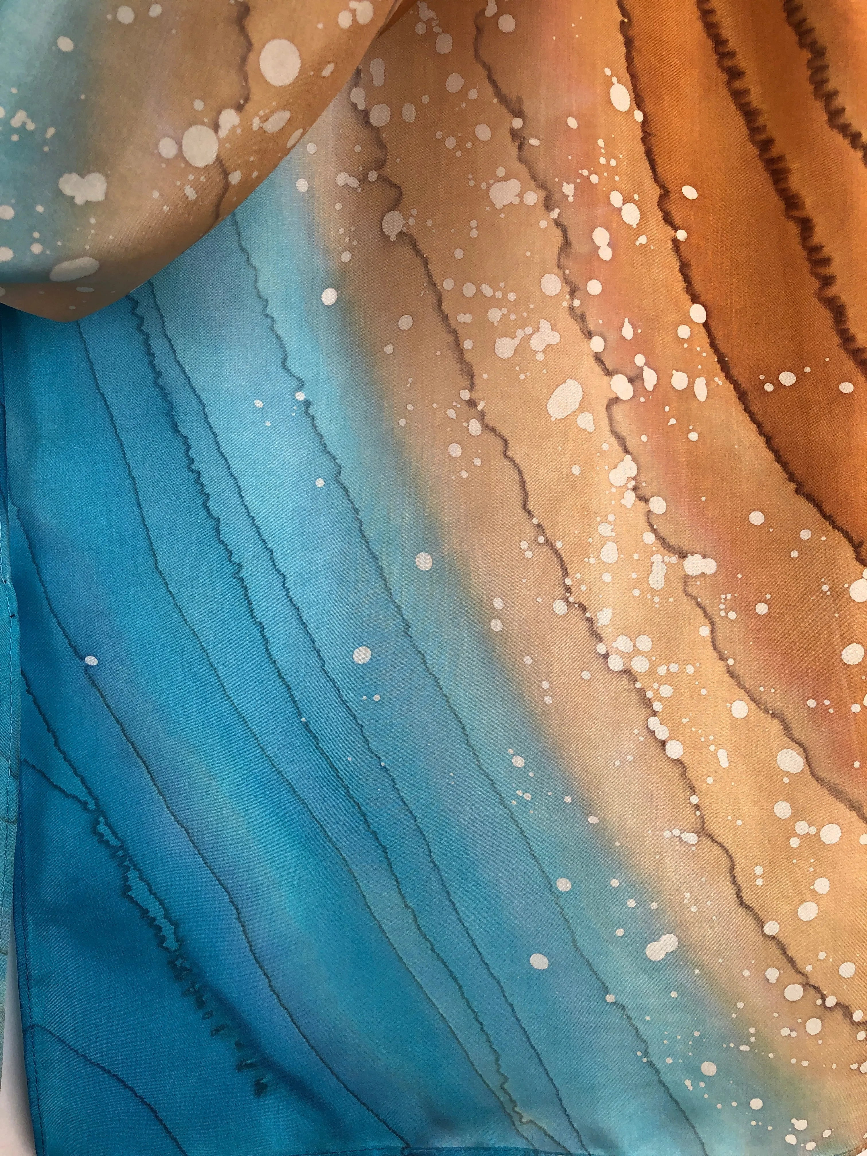 "Surf Zone" - Hand-dyed Silk Scarf - $125