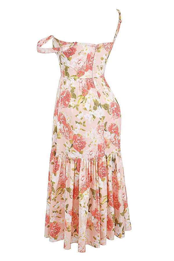 Raphaelle Pink Peony Print Midi Sundress