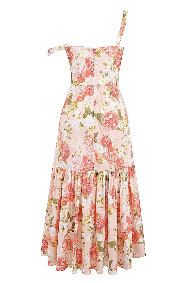 Raphaelle Pink Peony Print Midi Sundress