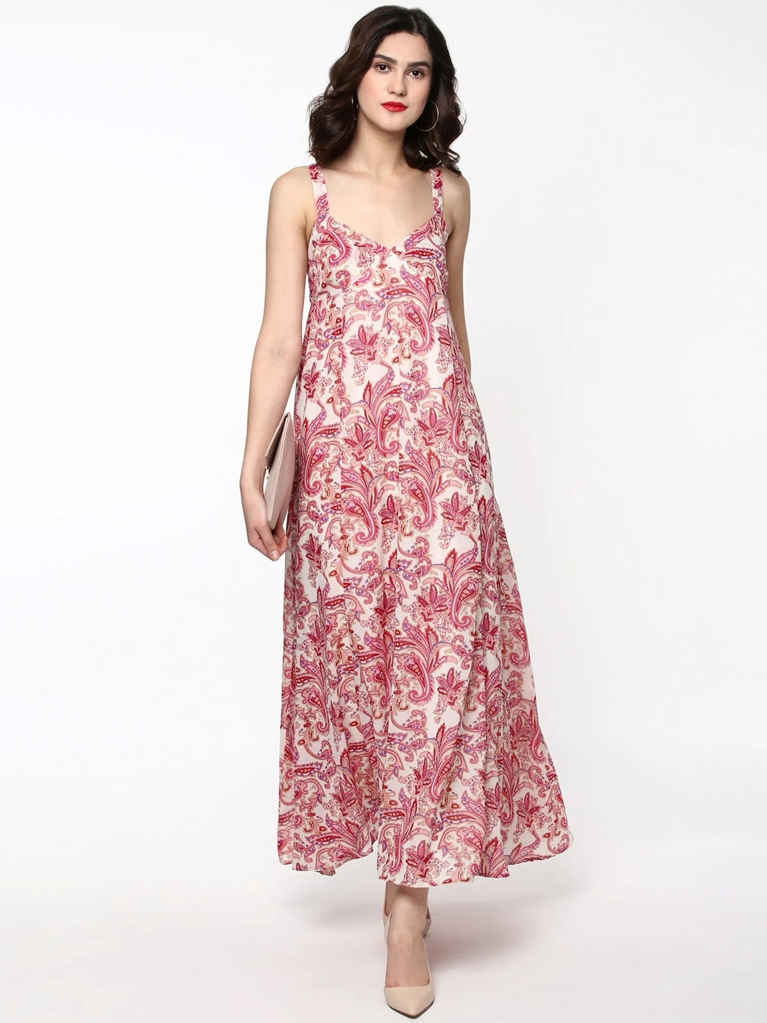 Red Paisley Shoulder Strap Maxi