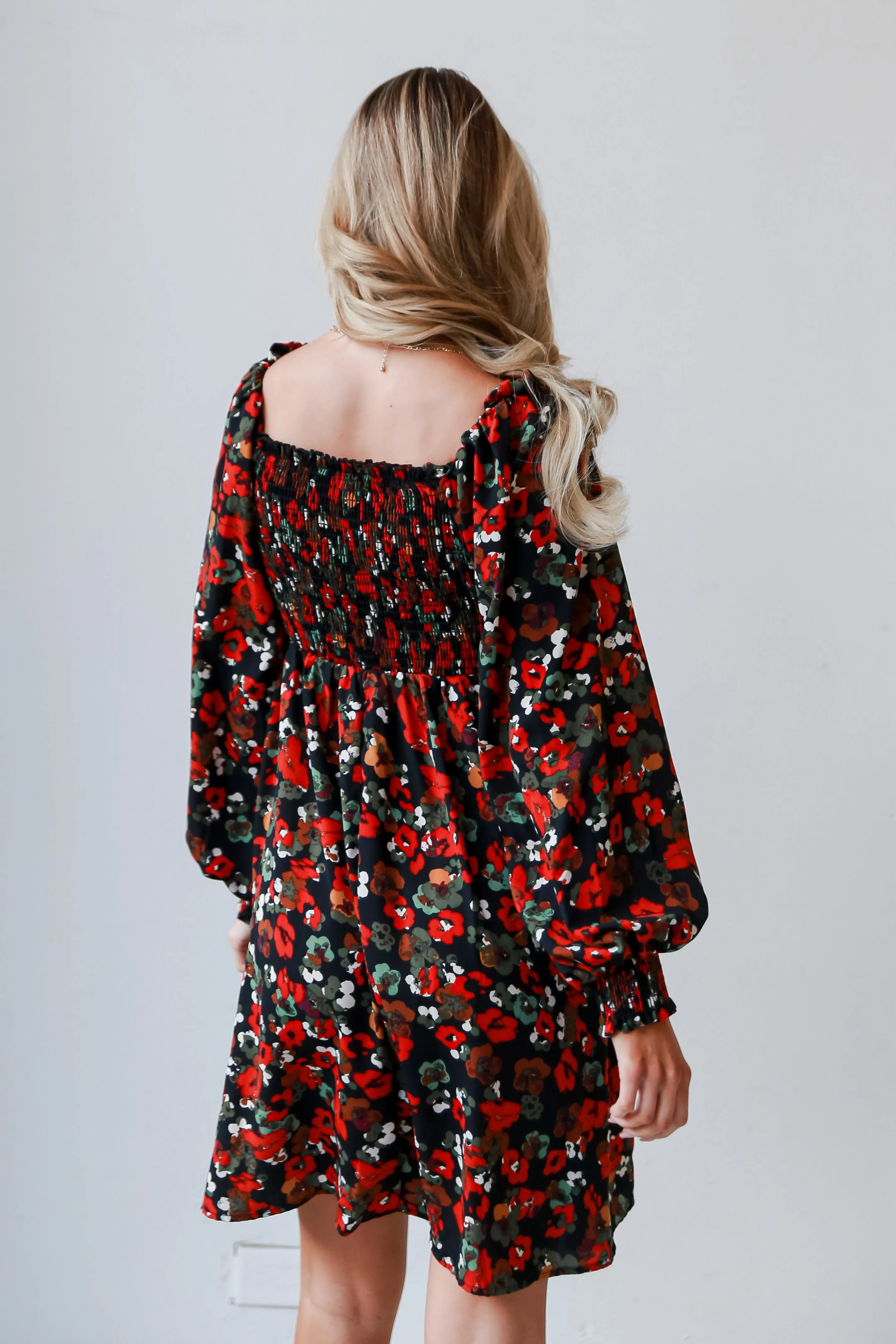 Romantic Hint Black Floral Mini Dress