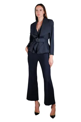 Rosario Pinstripe Drape Front Blazer