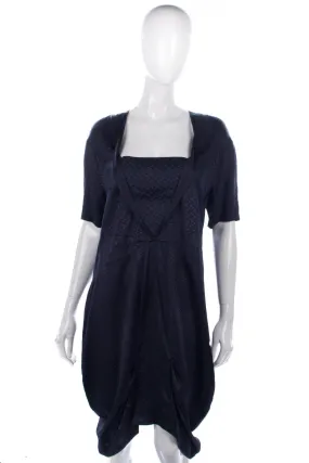 Rutzou Shift Dress Dark Blue Silk Size 42 (UK 14)