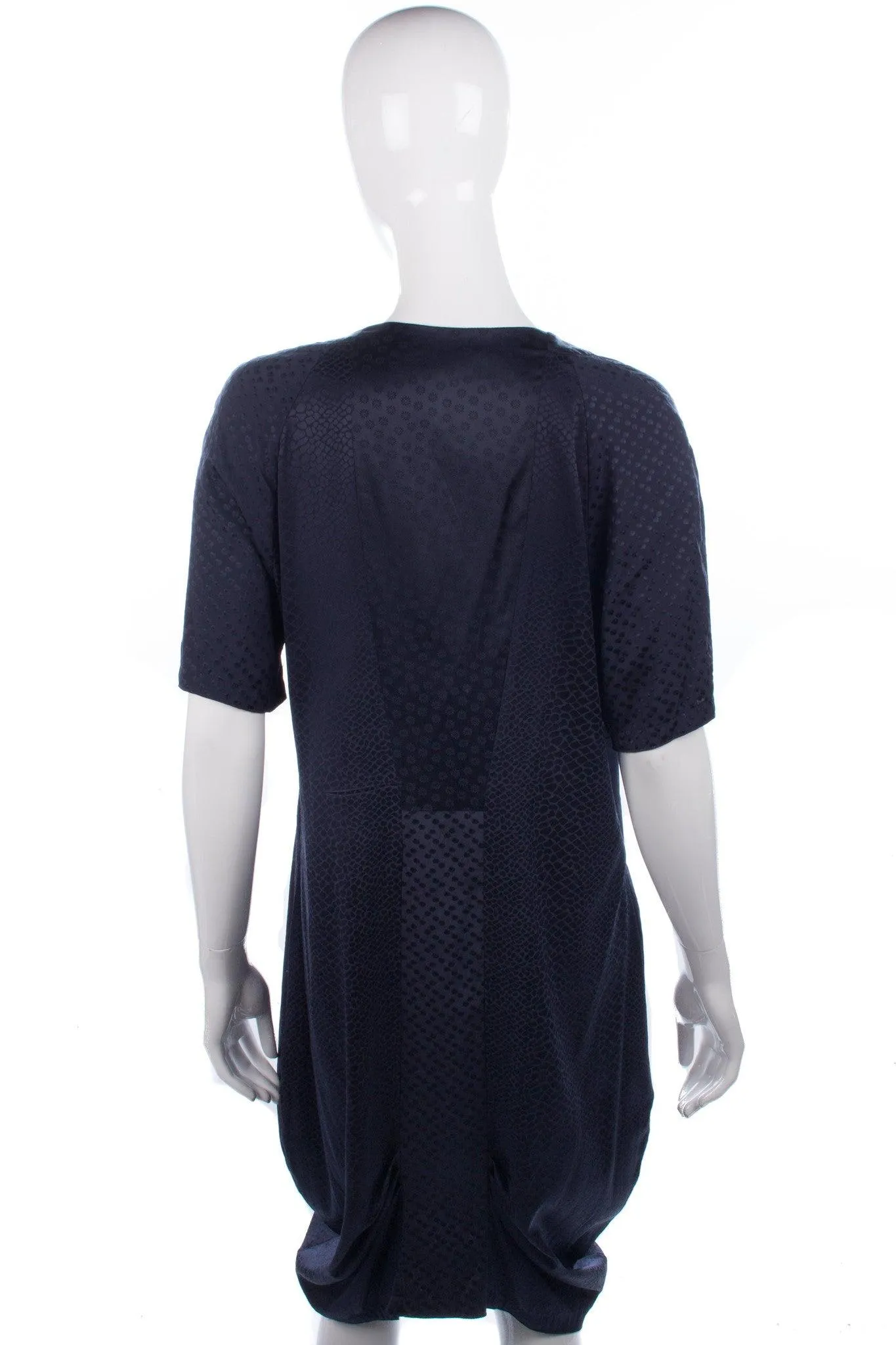 Rutzou Shift Dress Dark Blue Silk Size 42 (UK 14)