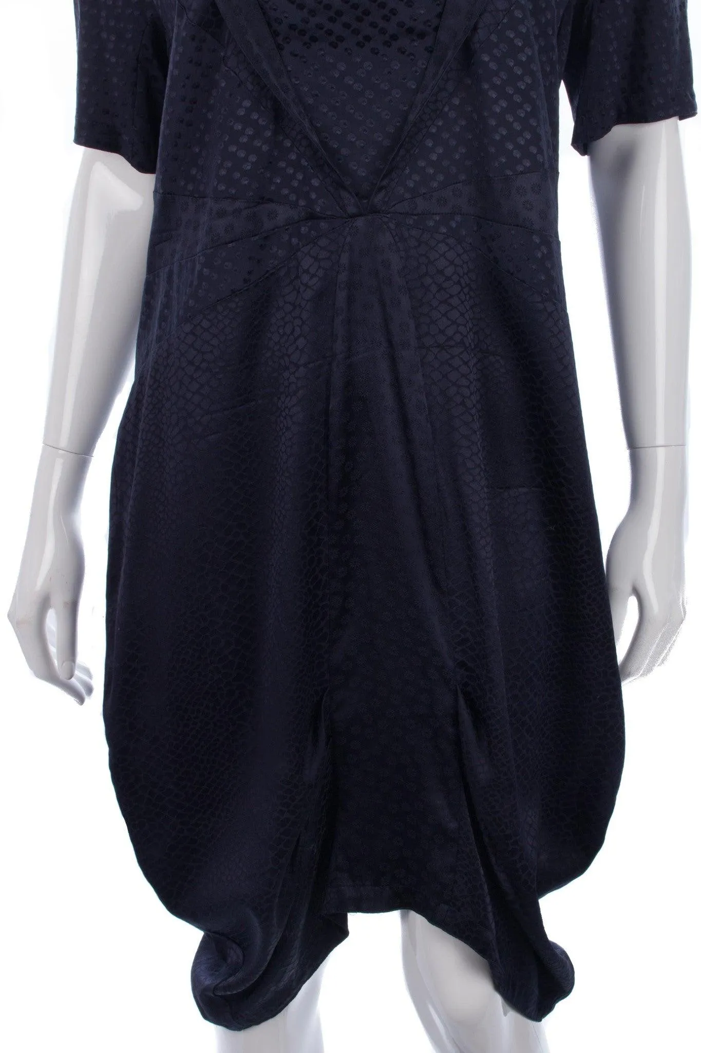 Rutzou Shift Dress Dark Blue Silk Size 42 (UK 14)