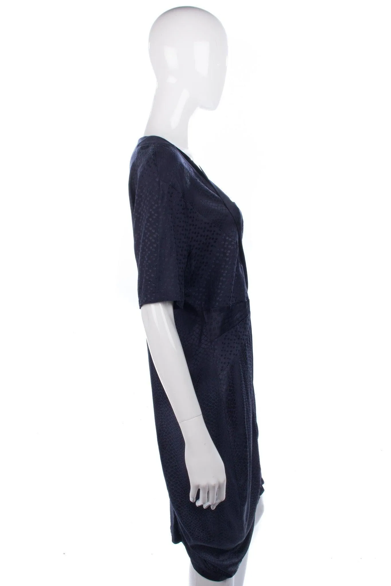 Rutzou Shift Dress Dark Blue Silk Size 42 (UK 14)