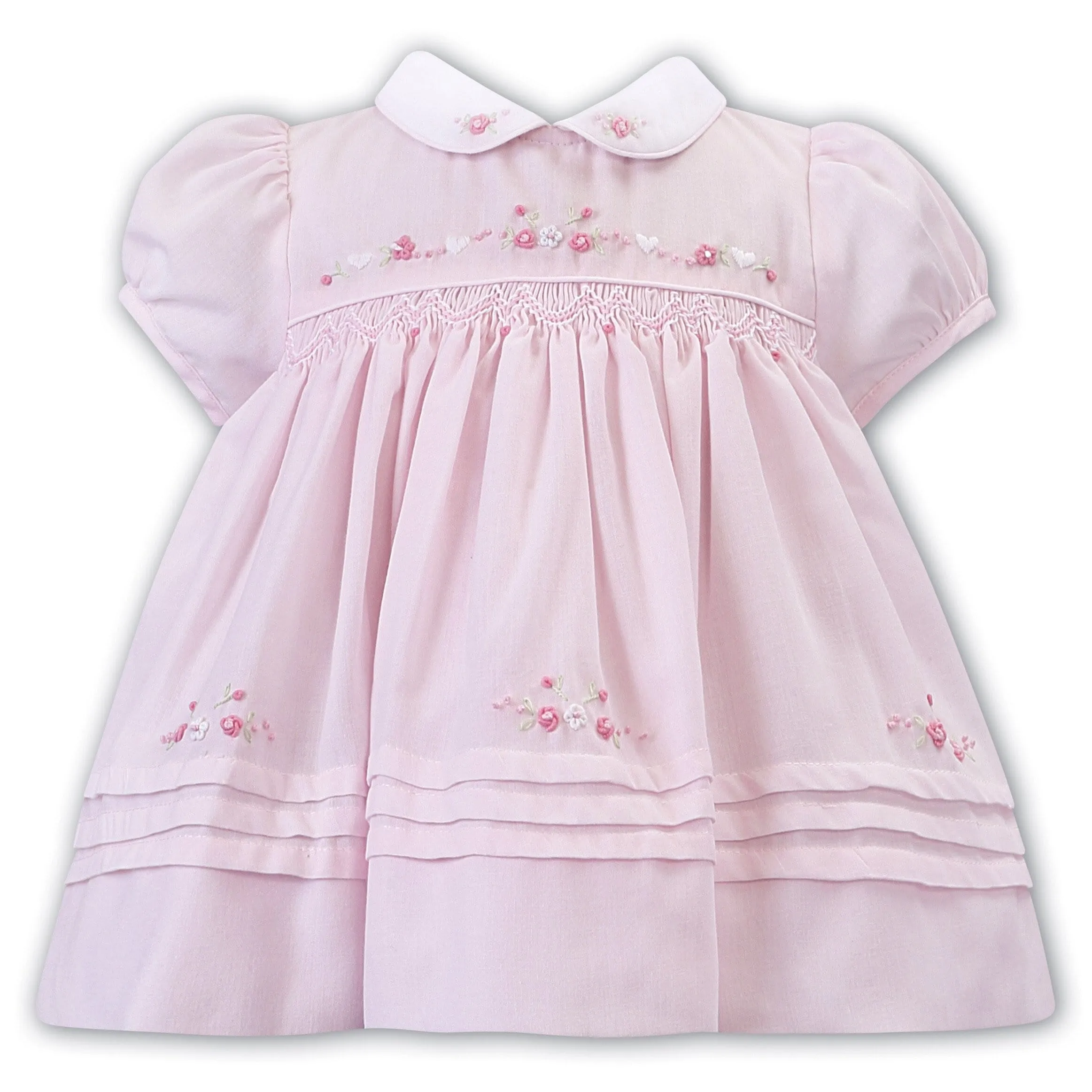 SARAH LOUISE - Peter Pan Collar Smock Dress - Pink