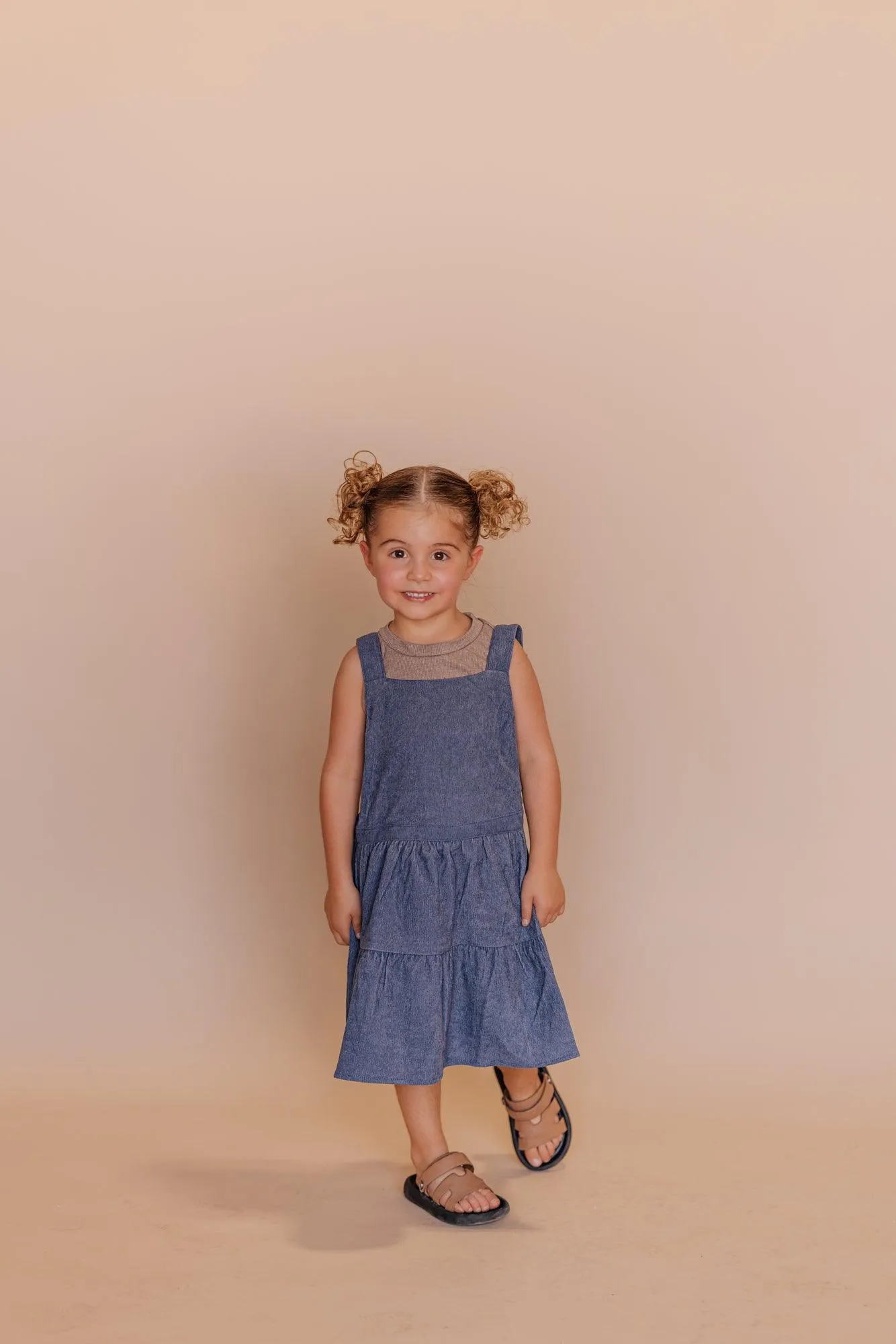 Shay Overall Dress in Denim Blue - Kids