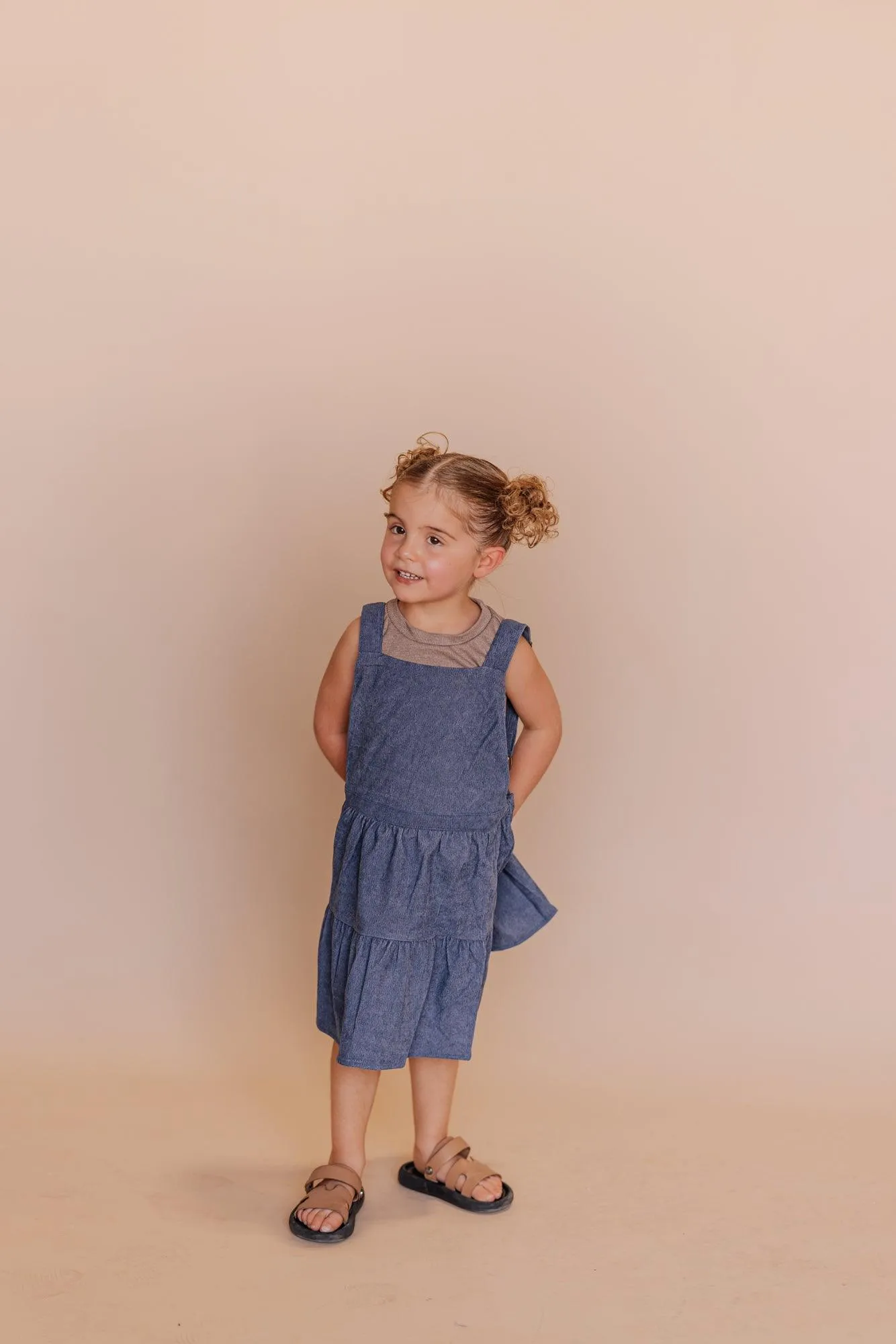 Shay Overall Dress in Denim Blue - Kids