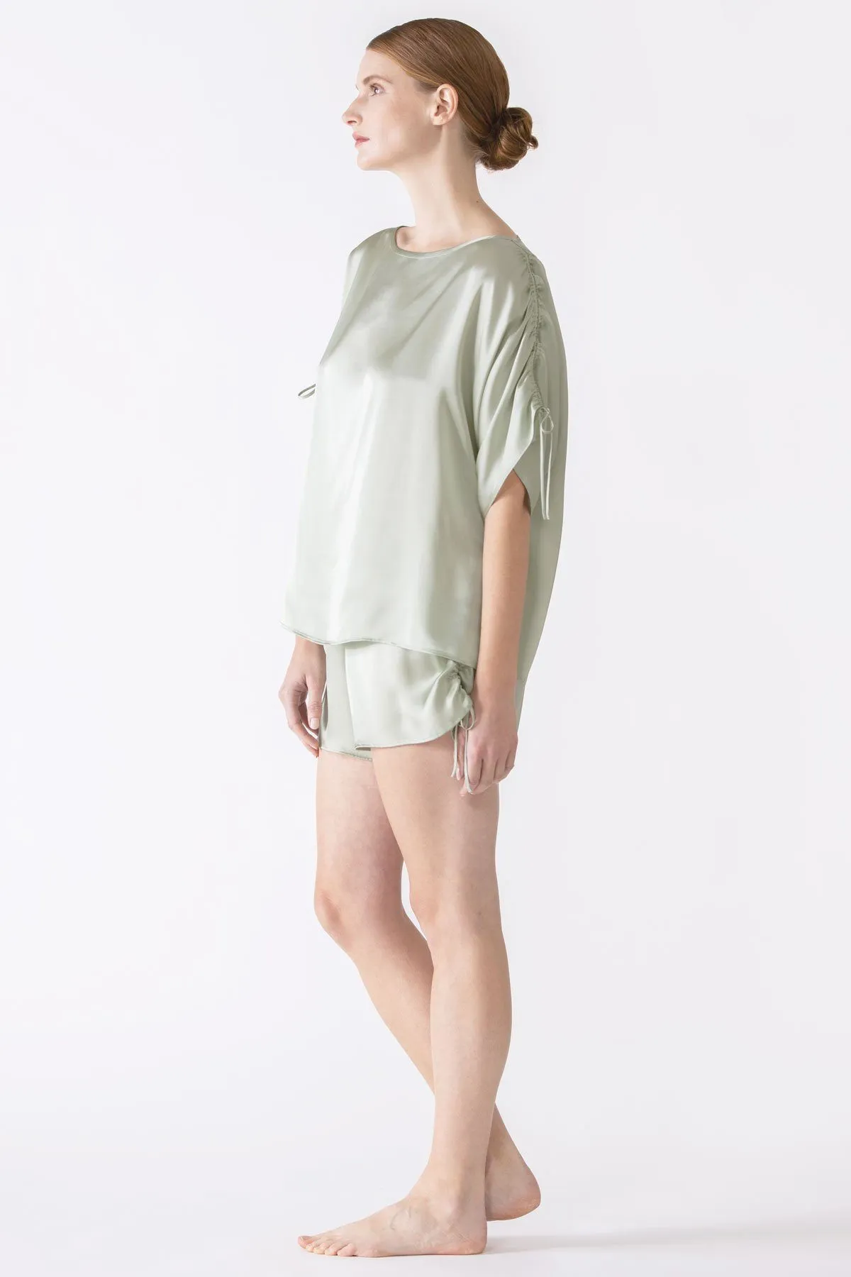 Sierra Gathered Short Tee Silk Pj Set