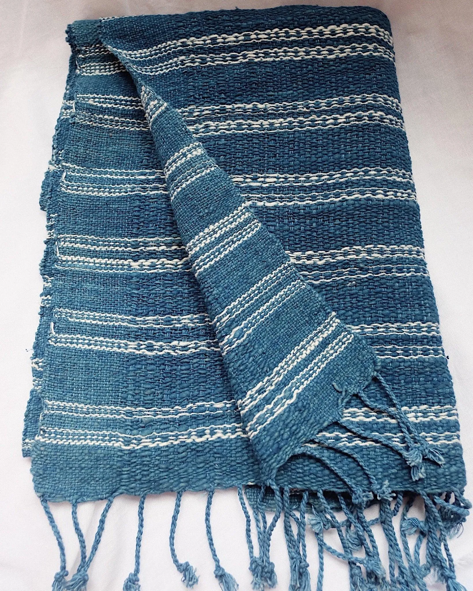 Sierra Indigo Handwoven Cotton Table Runner