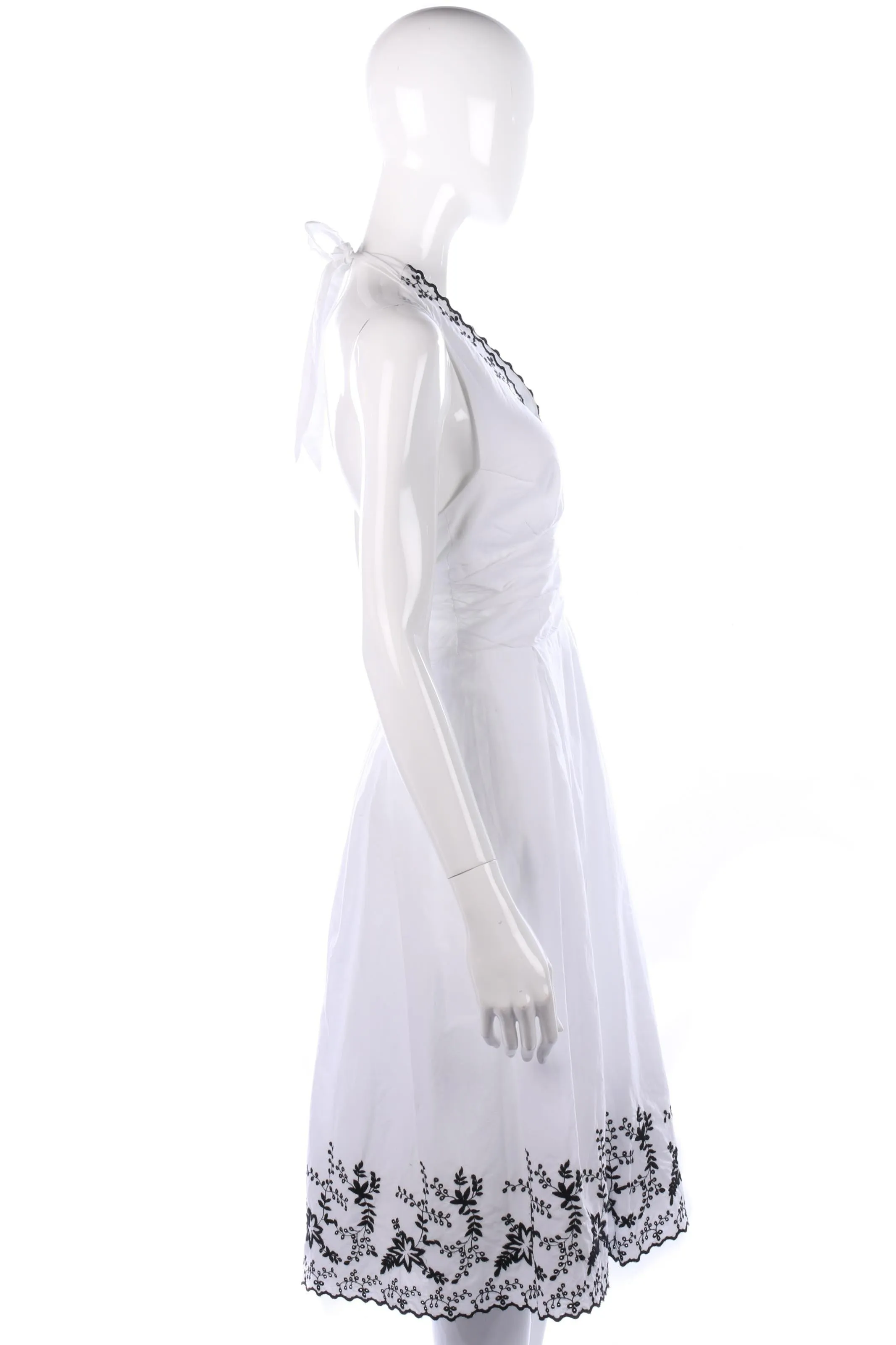 Signature Lovely white halter neck dress with embroidery size 10/12