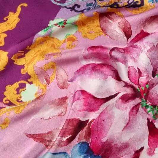 Silk Scarf Collecitons|Blossom Range|Oriental Design|Purple|Long Silk Scarf