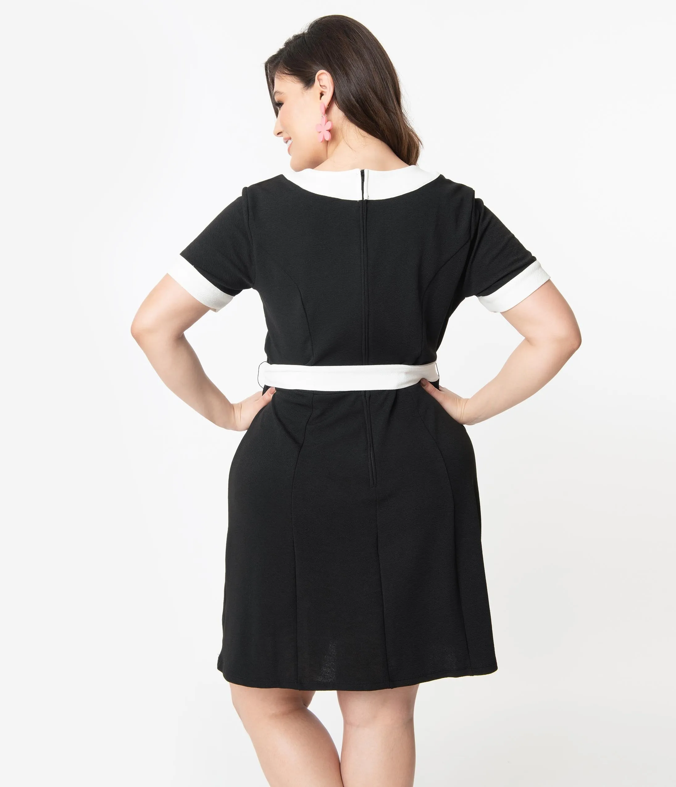 Smak Parlour Plus Size Black & White Belted Show Stealer Dress