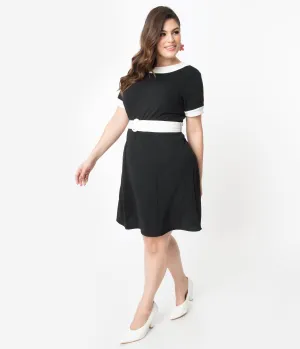 Smak Parlour Plus Size Black & White Belted Show Stealer Dress