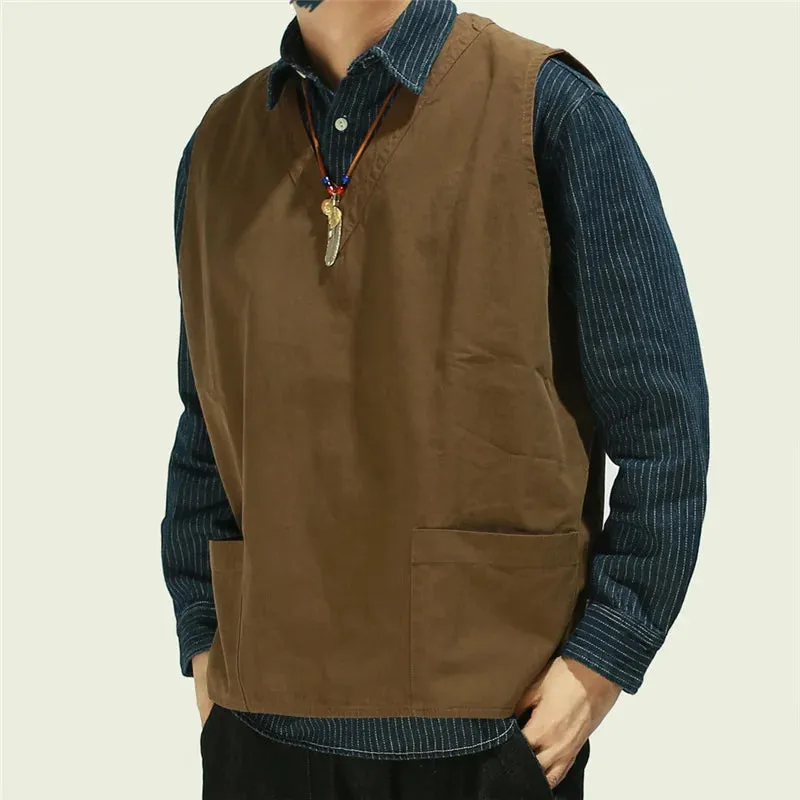 Solid Color Reversible Vest for Men - Streetwear Casual Outerwear