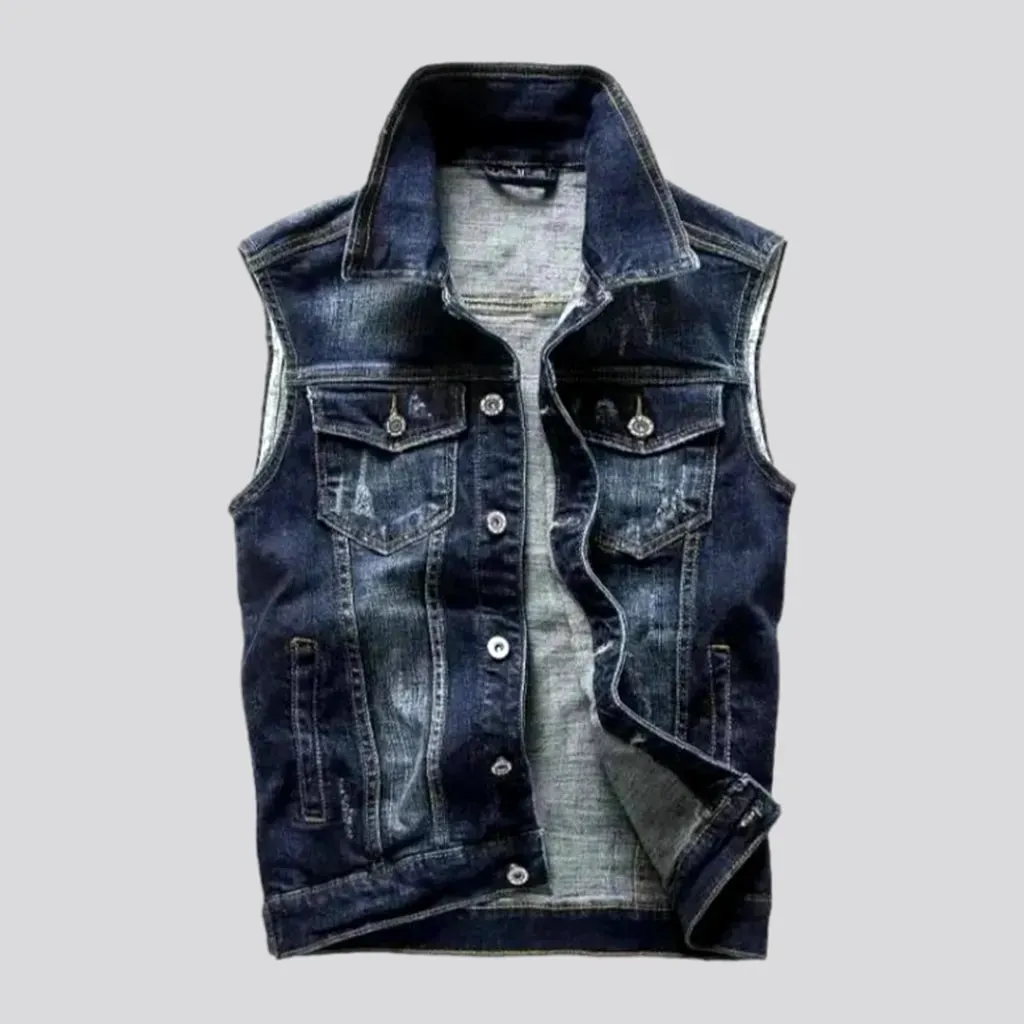 Street regular men's denim vest