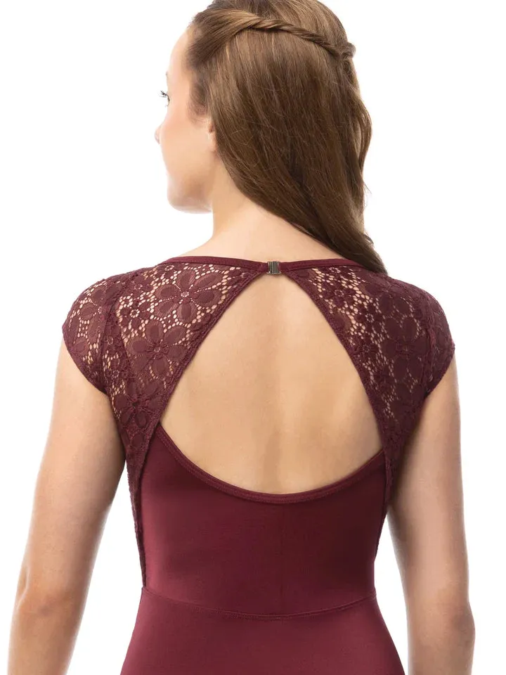 SUFFOLK ADULT PENNY LANE OVERLAY CAP SLEEVE LEOTARD